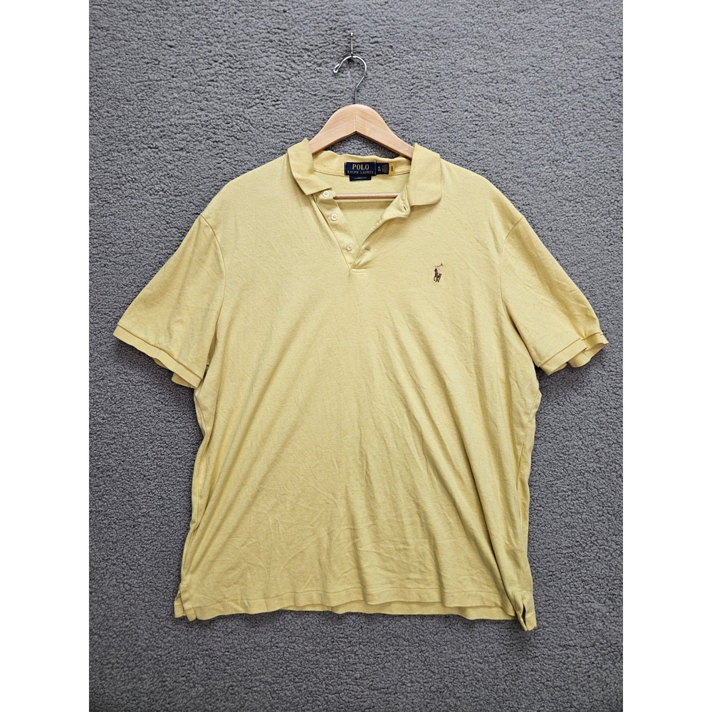 Polo Ralph Lauren Polo XL Yellow Classic Fit Cotton Pony Logo Preppy Old Money